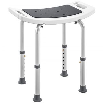Scaun de Dus din Aluminiu si Plastic Antialunecare, inaltime Reglabila 6 Niveluri 39-52cm, Gri