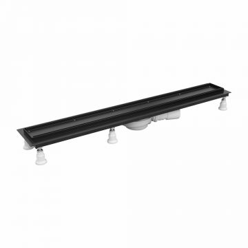 Set rigola pentru dus cu capac faiantabil Omnires Lowfix 70 cm negru