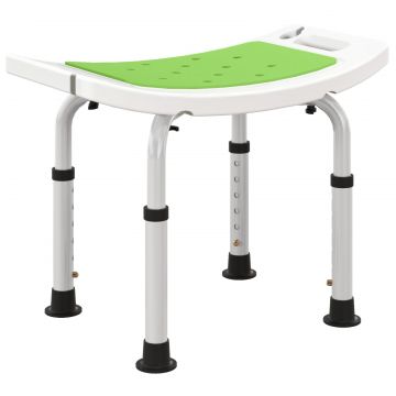 Taburet pentru Dus din Aluminiu si Plastic Antiderapant, Reglabil 6 Niveluri 39-52cm, Verde